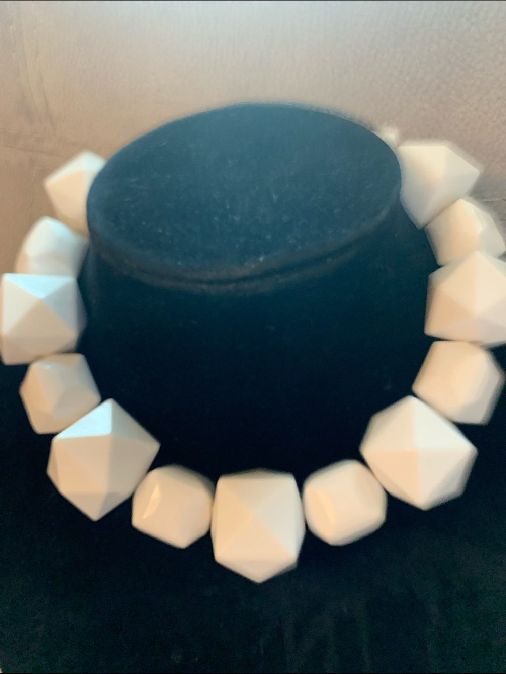 NWOT White Geometric Beaded Statement Necklace - Women Jewelry